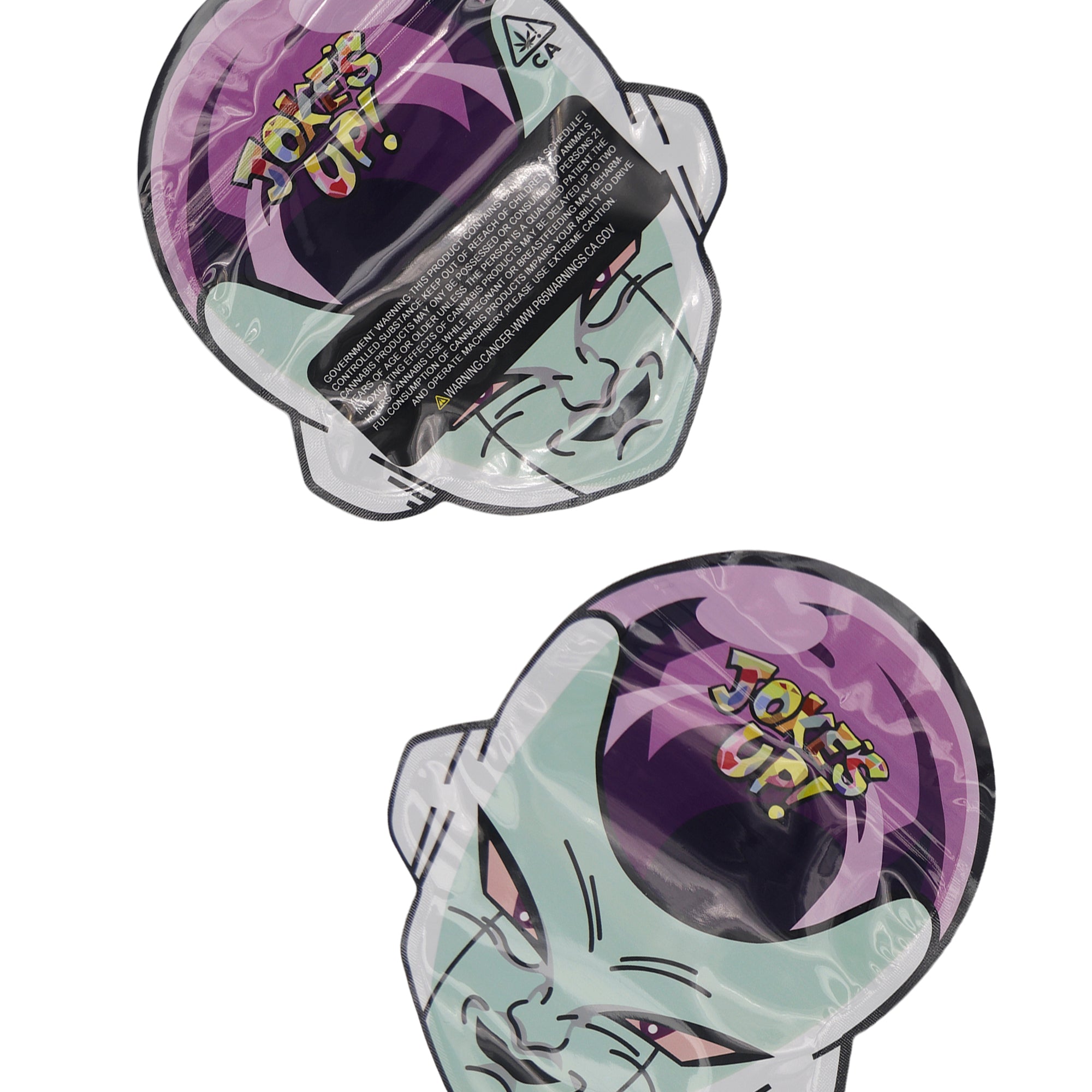 Flat Zipper Seal Bags – Anime Jokes Up Die Cut Head Shape Smell Proof Mylar Foil