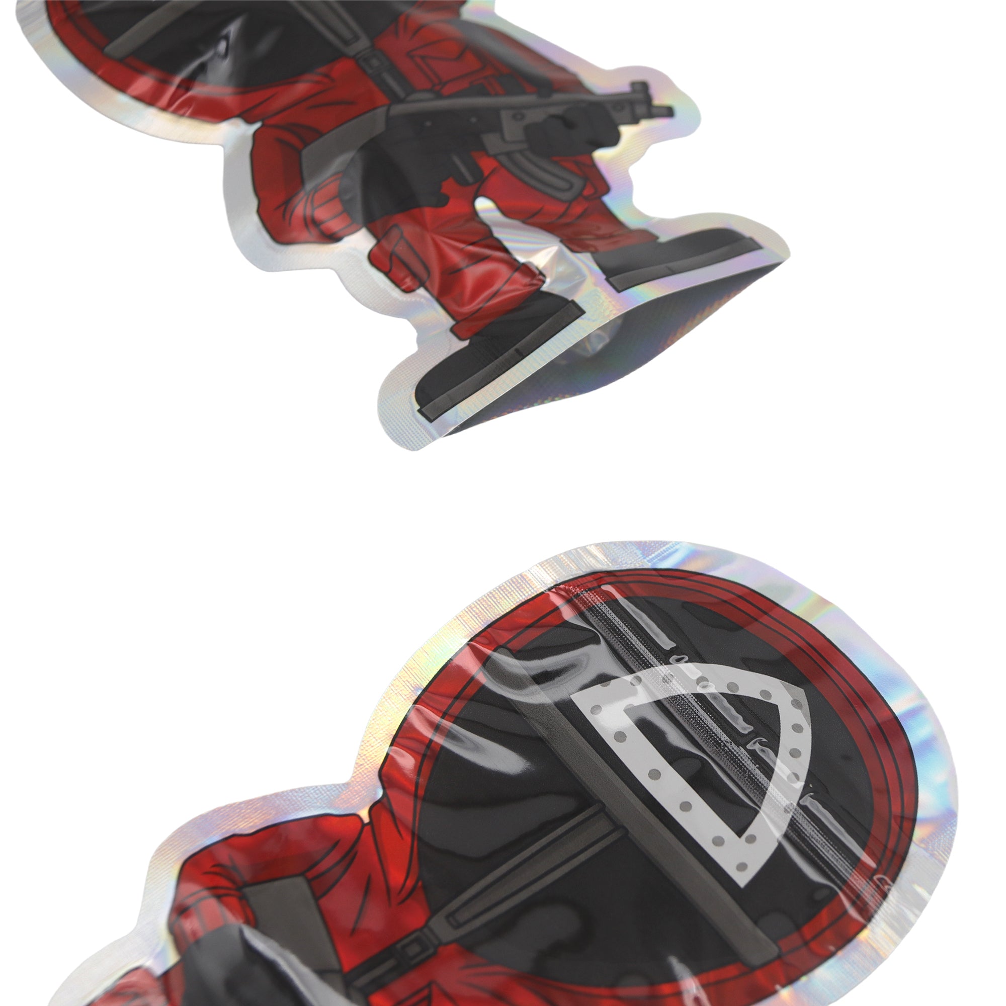 Holographic Die Cut Pink Guard Smell Proof Metallized Foil Stand Strong® Bags