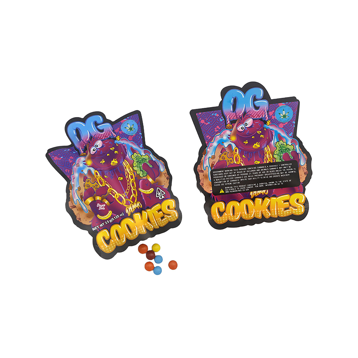 Flat Zipper Bottom Seal Bags – Cookie Animal Design Smell Proof Mylar Foil