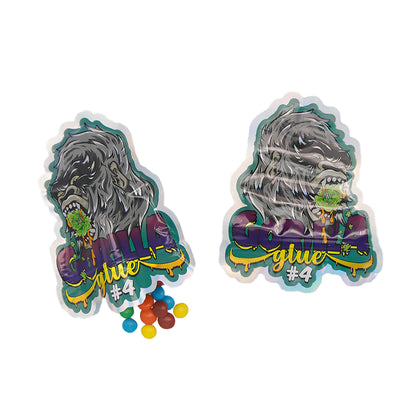 Flat Zipper Seal Bags – Holographic Gorilla Die Cut Smell Proof Mylar Foil