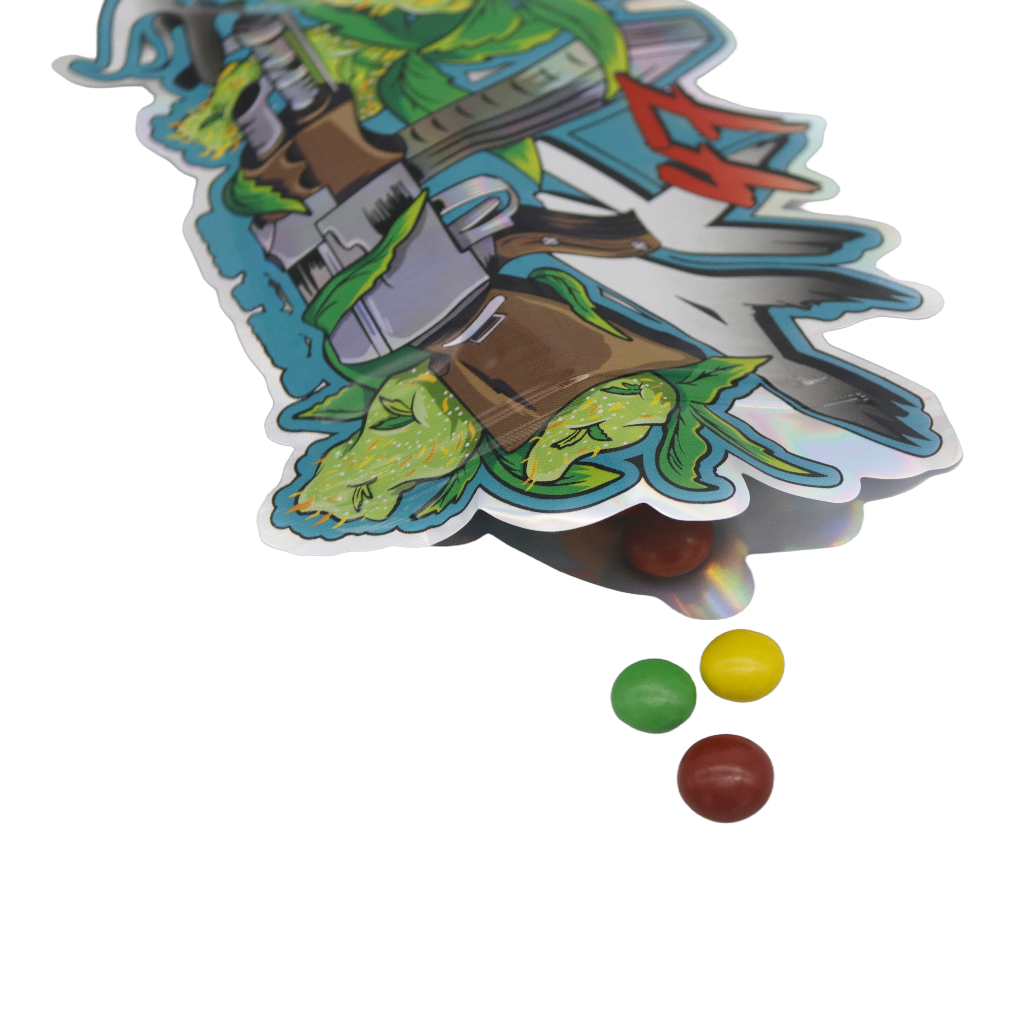 Flat Zipper Seal Bags – Holographic AK Smell Proof Mylar Foil