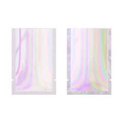 Customizable Clear Plastic and Galactic Holographic Metallic Mylar Flat Open Top Bags (Basic Printing)