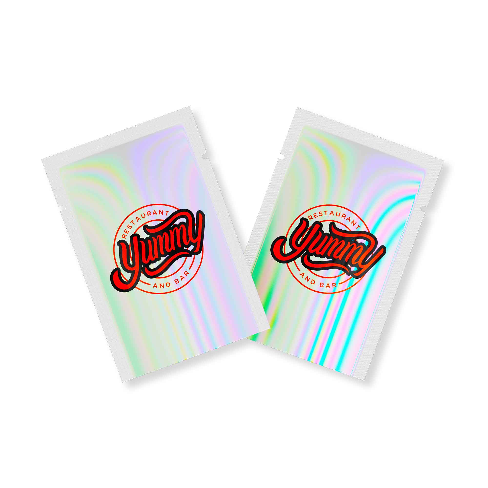 Customizable Glossy Diamond Holographic Mylar Foil Open Top Bags (Basic Printing)