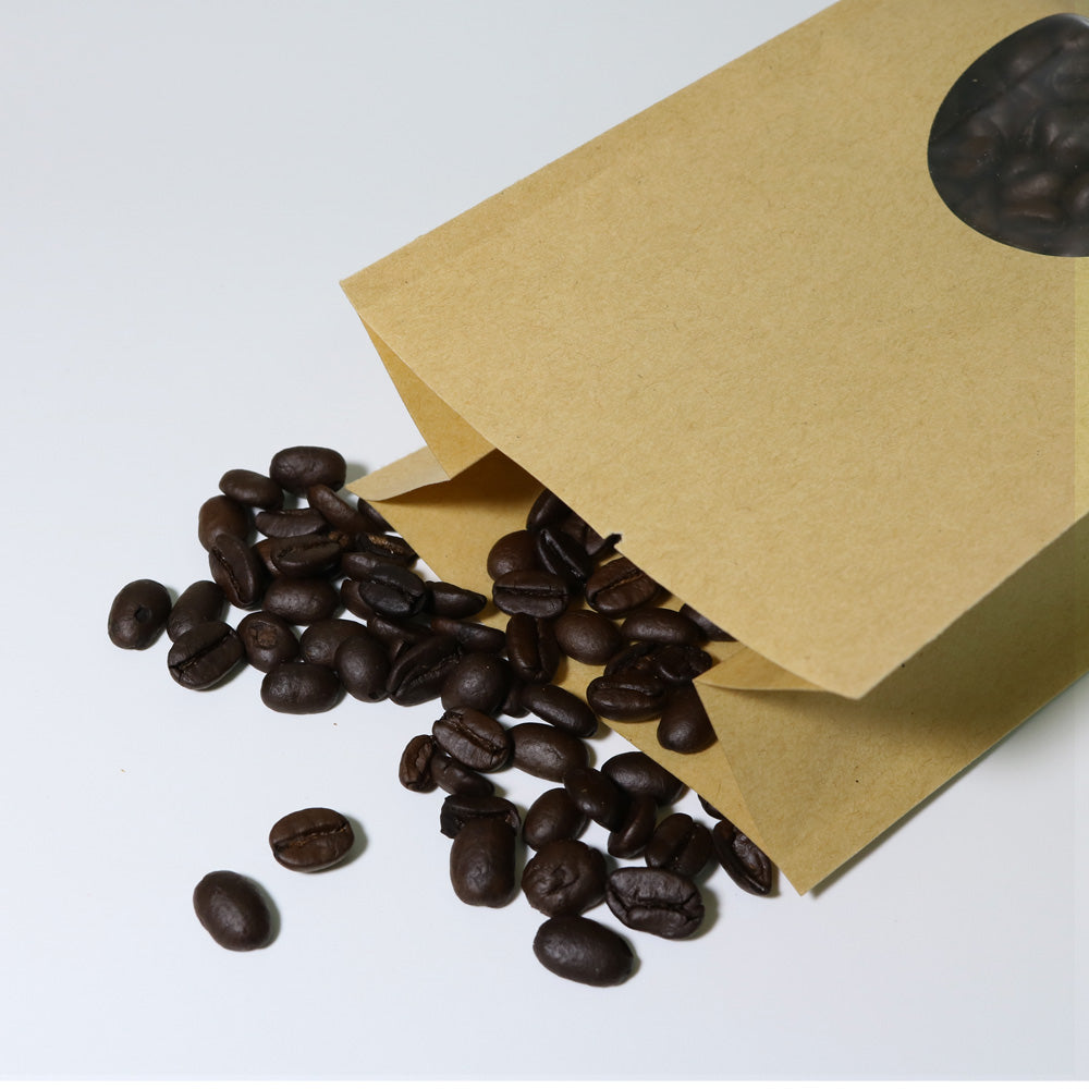 Vintage Brown with Round Window Block Bottom Open Top Bags with Side Gusset