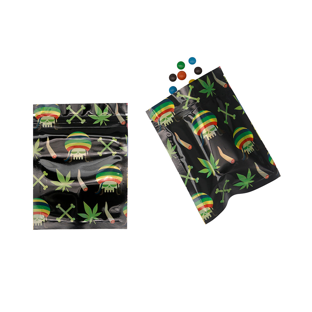 Flat Zipper Seal Bags – Holographic Jamaican Theme Smell Proof Bags