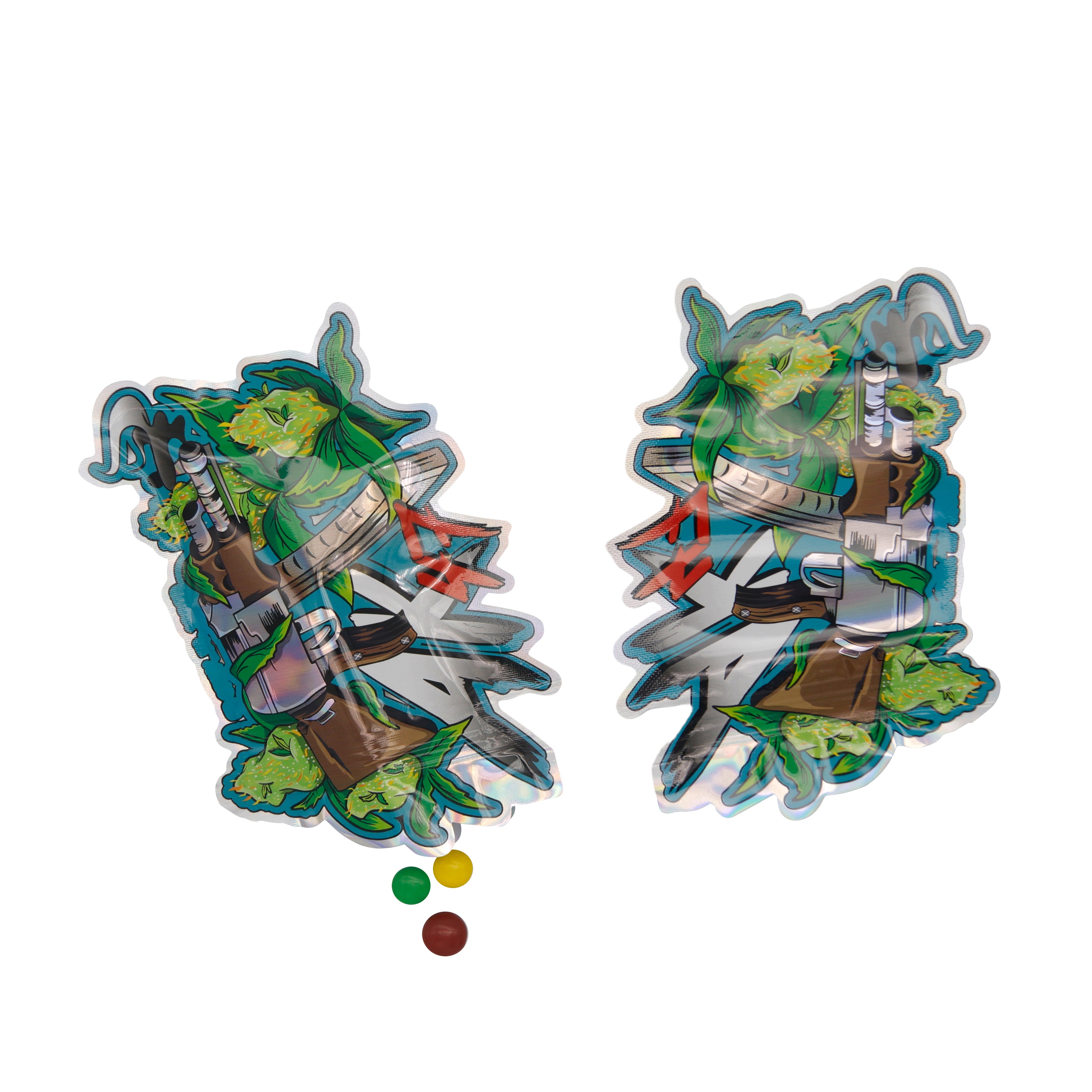 Flat Zipper Seal Bags – Holographic AK Smell Proof Mylar Foil