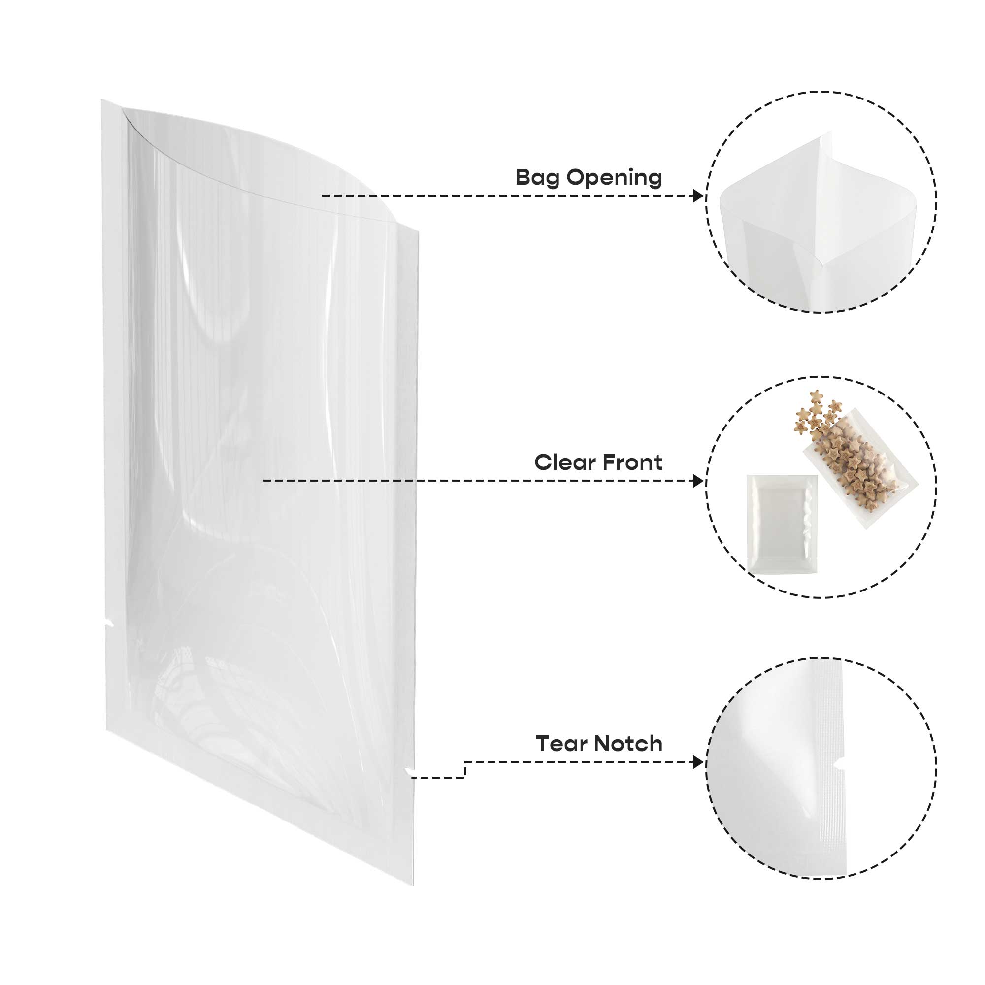 Customizable Glossy Fantasy White Single Side Window Polyethylene Open Top Bags (Basic Printing)