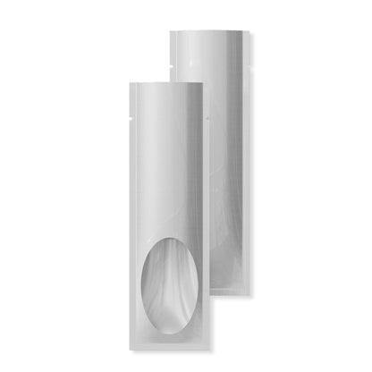 Metallic Metallized Open Top Bags with an Oval Transparent Window