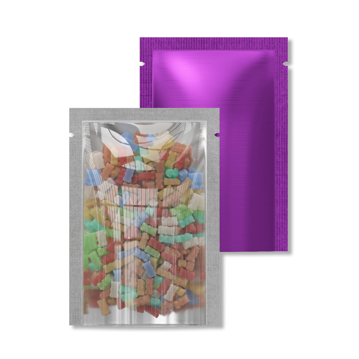 Matte Mylar Flat Open Top Bags with Clear Transparent Side Window