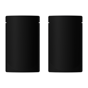 Matte Waxed Black Mylar Open Top Heat Sealable Stand-Up Bag with Rounded Corners