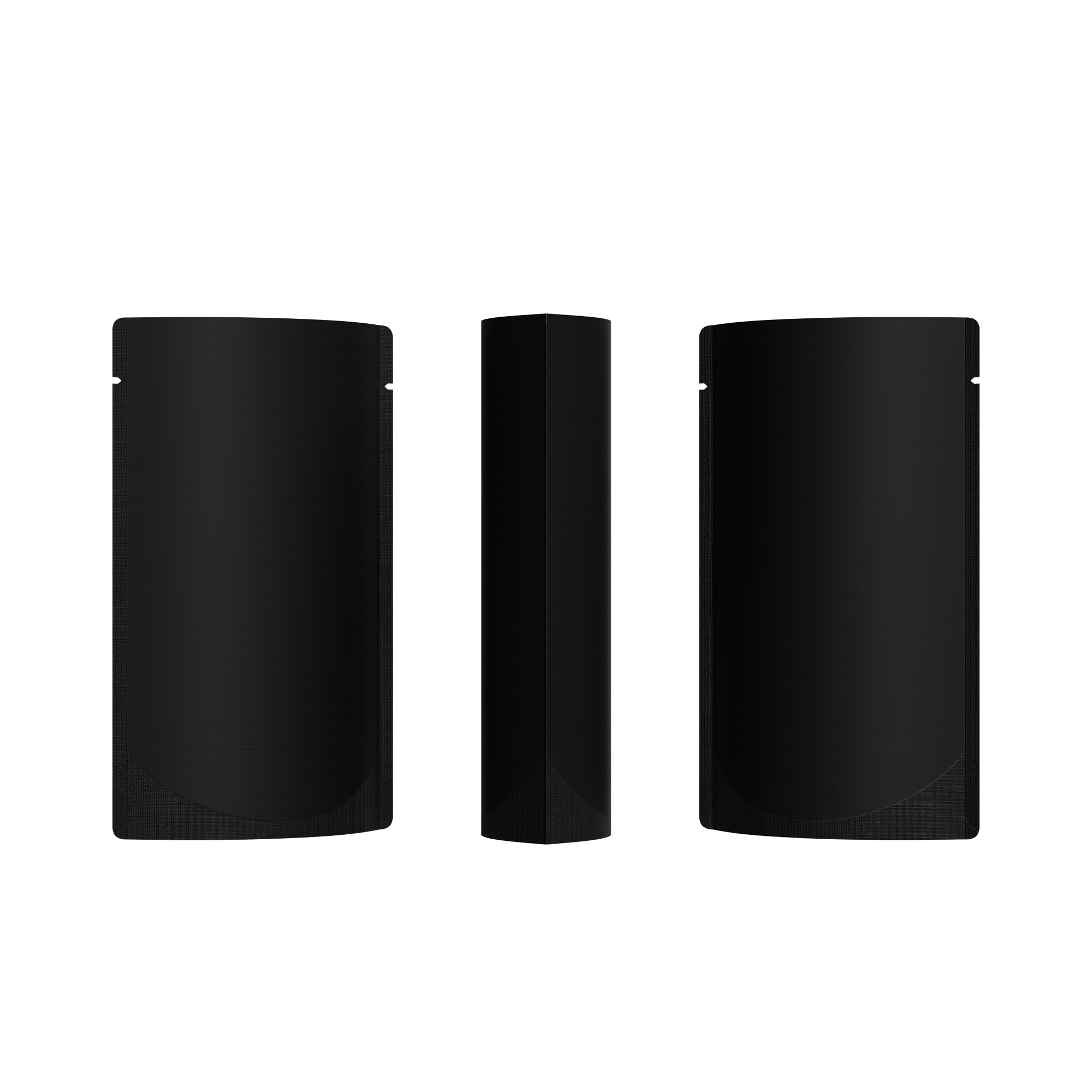 Matte Waxed Black Mylar Open Top Heat Sealable Stand-Up Bag with Rounded Corners