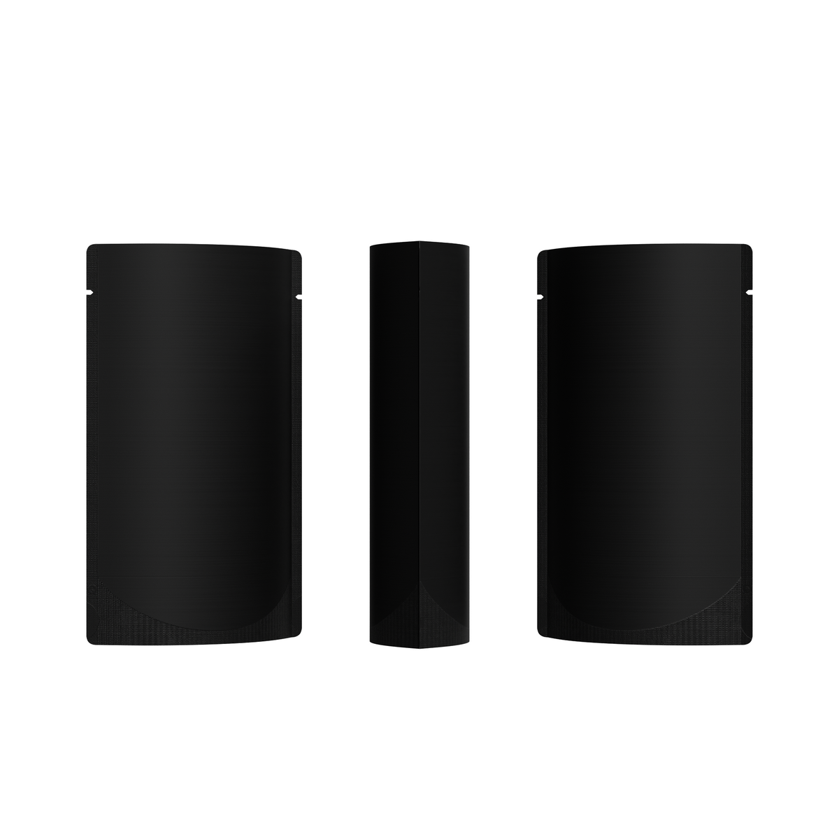 Matte Waxed Black Mylar Open Top Heat Sealable Stand-Up Bag with Rounded Corners