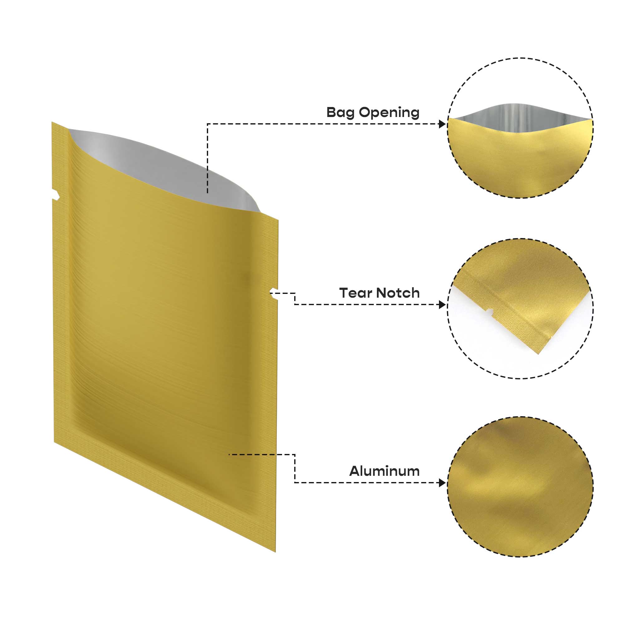 Customizable Matte Aluminum Foil Open Top Bags (Basic Printing)