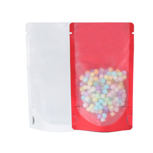 Matte Half Color Plastic Rounded Corners Open Top Stand Up SlickSeal™ Bags