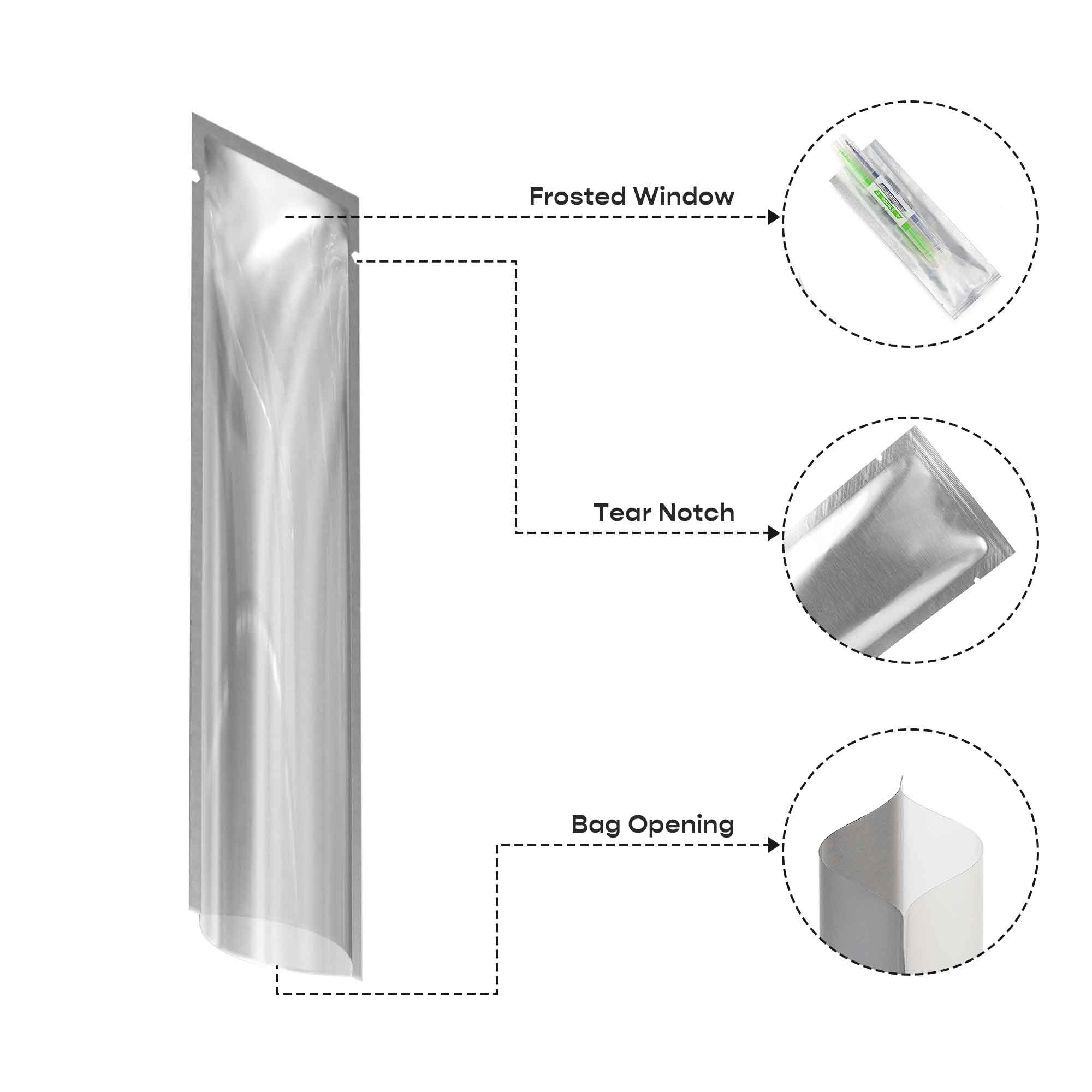 Customizable Clear Front Aluminum SlickSeal™ Stick Pouches with Straight Corners (Full Customization)