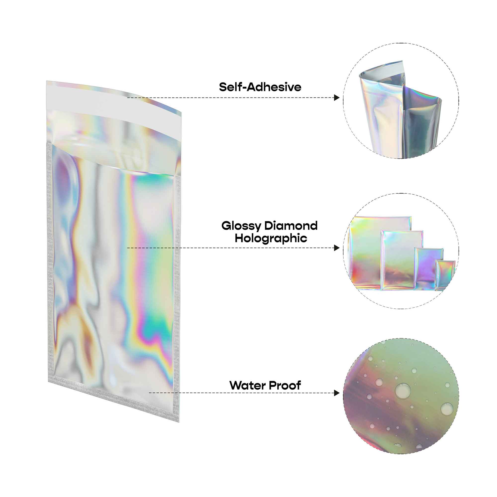 Customizable Glossy Diamond Holographic Self-Adhesive Mailer (Full Customization)