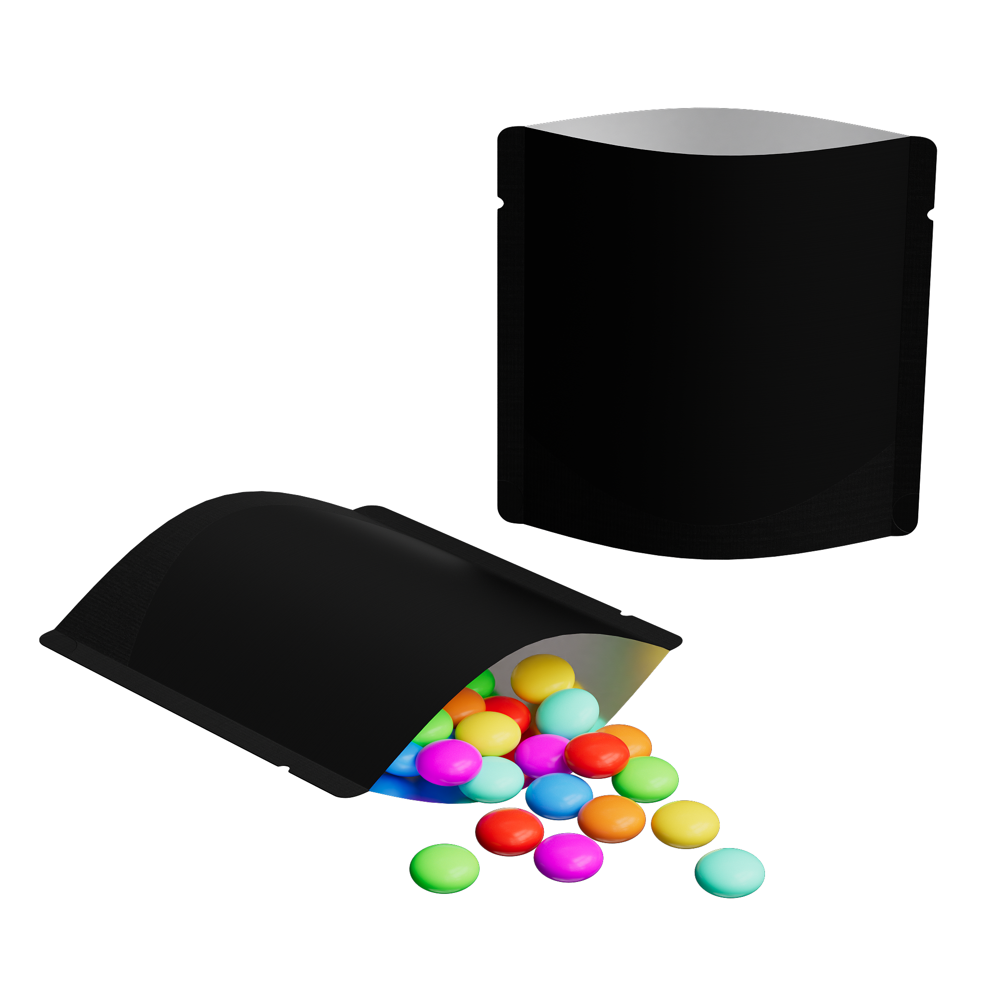 Matte Waxed Black Square Aluminum with Rounded Corner Stand Up SlickSeal™ Bags