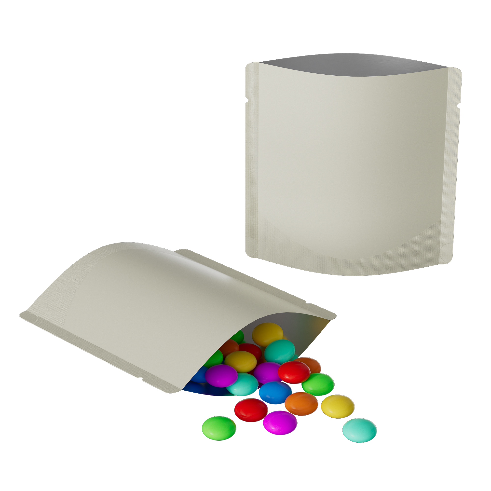 Matte Snowy White Square Aluminum with Rounded Corner Stand Up SlickSeal™ Bags