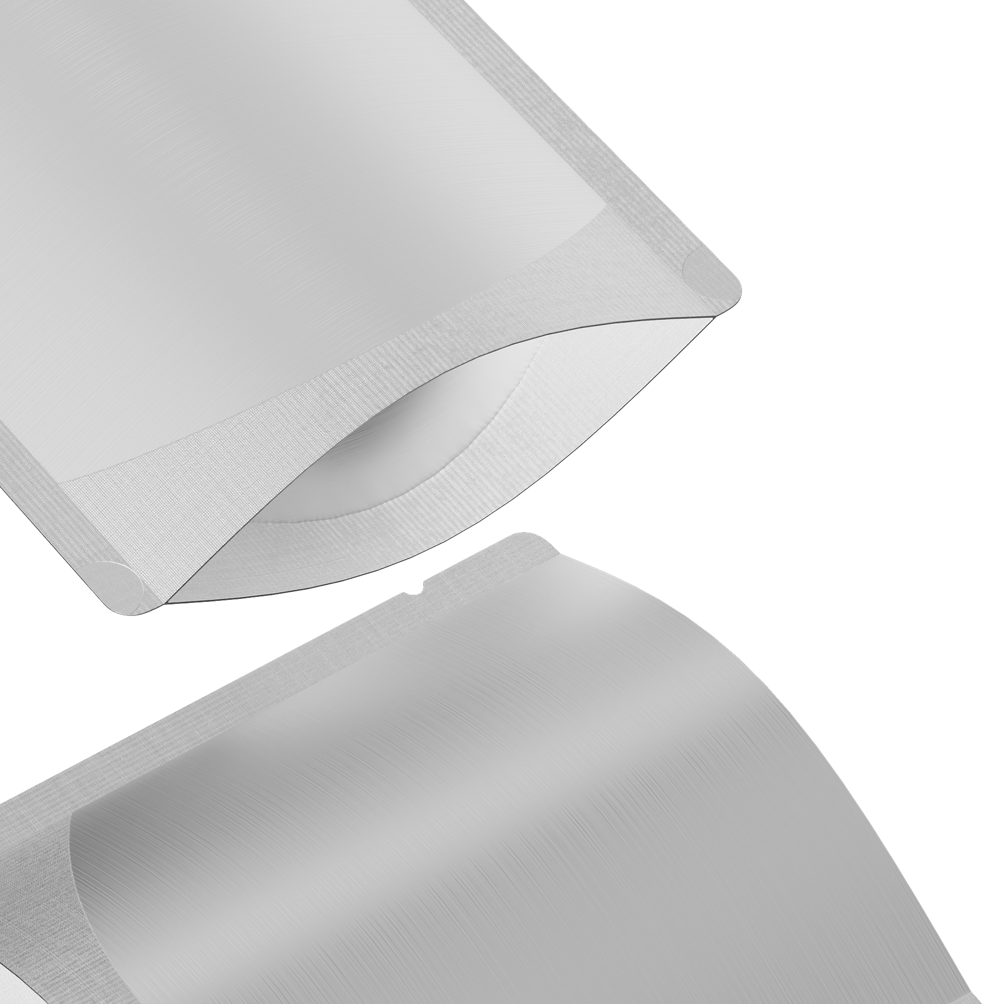 Matte Nickel Silver Square Aluminum with Rounded Corner Stand Up SlickSeal™ Bags