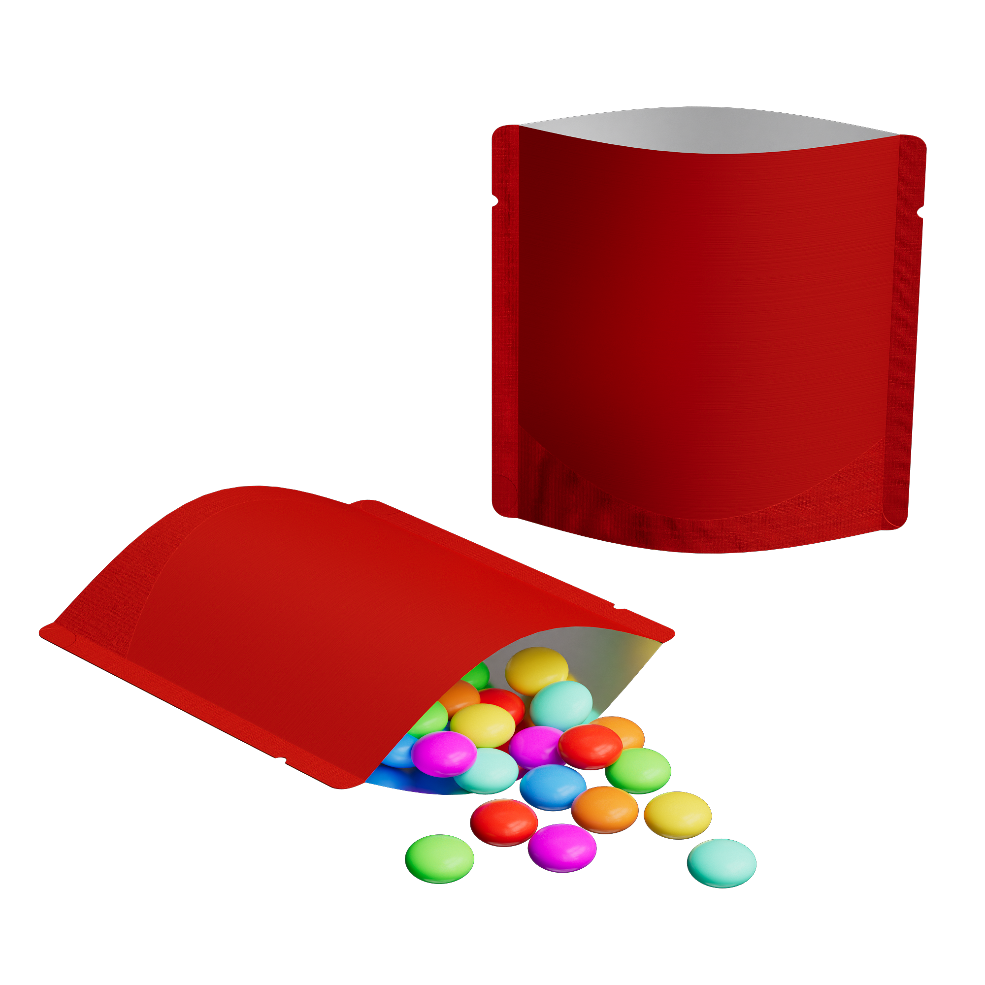 Matte Rose Red Square Aluminum with Rounded Corner Stand Up SlickSeal™ Bags