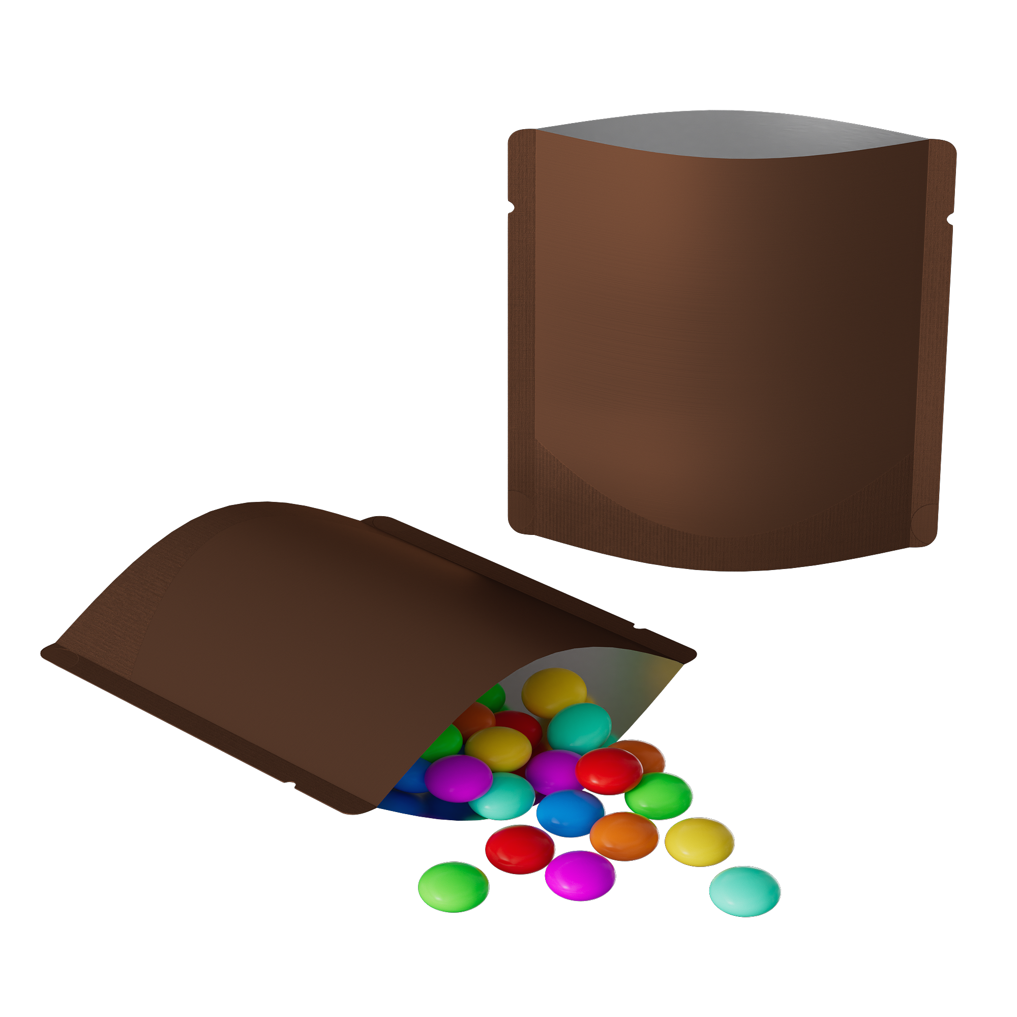 Matte Mahogany Brown Square Aluminum with Rounded Corner Stand Up SlickSeal™ Bags