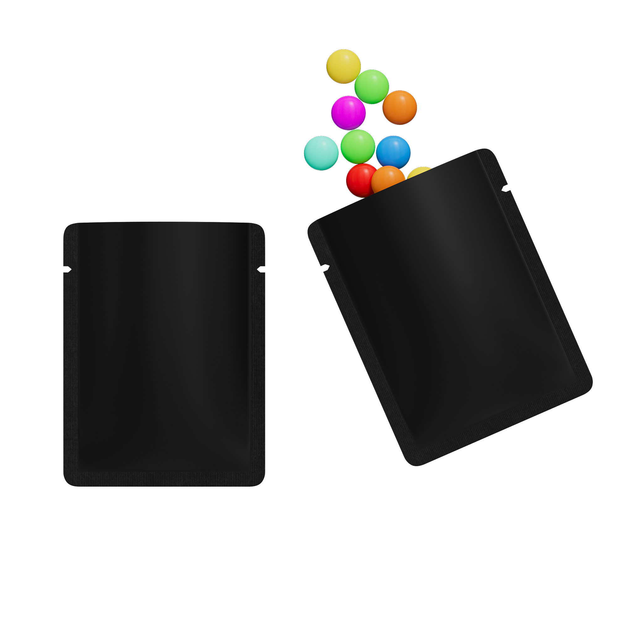 Double-Sided Matte Waxed Black Aluminum Open Bottom SlickSeal™ Sample Bags