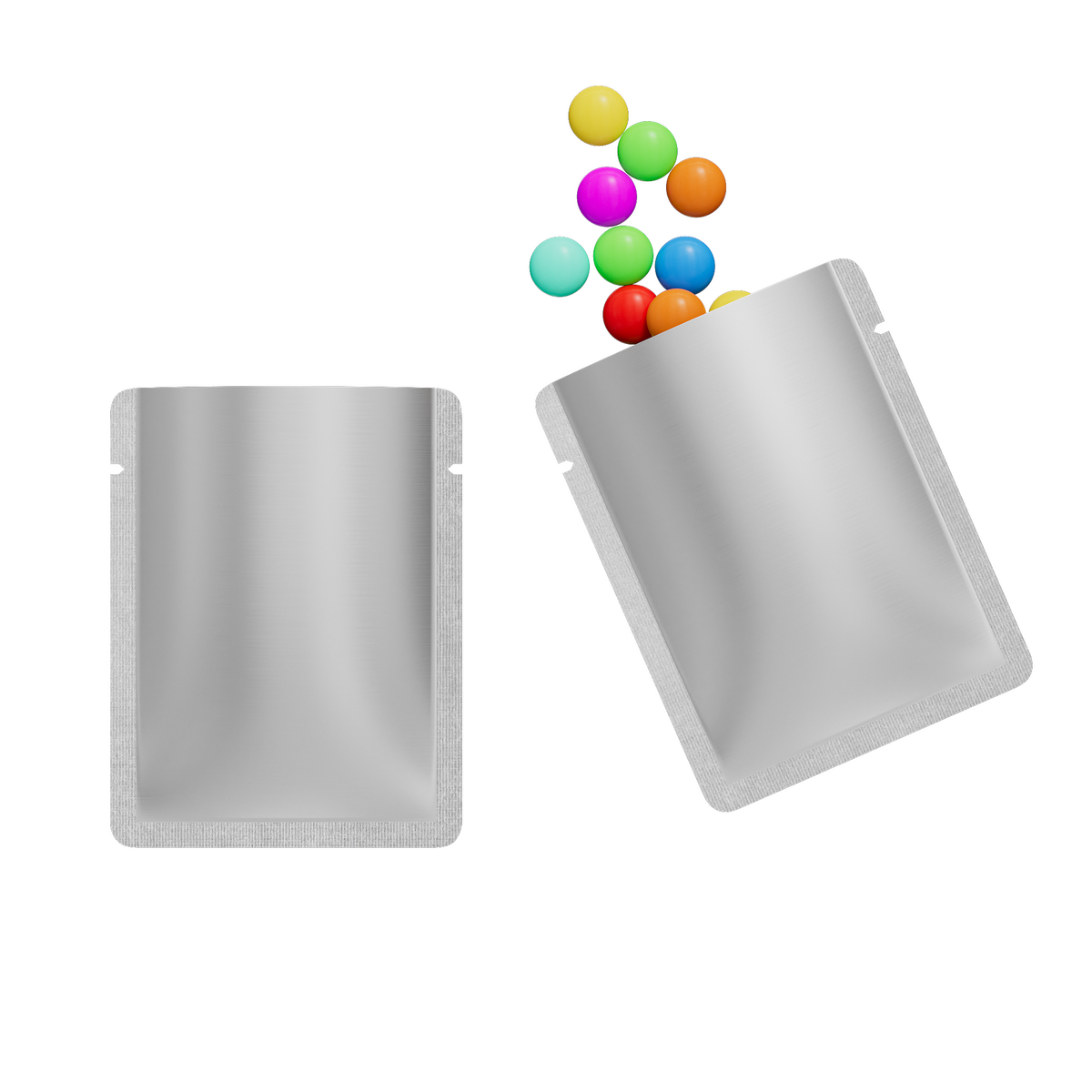 Double-Sided Matte Silver Steel Aluminum Open Bottom SlickSeal™ Sample Bags