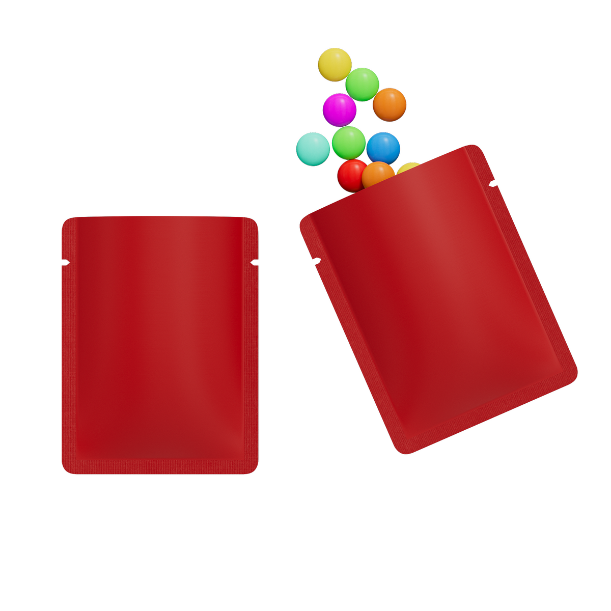 Double-Sided Matte Firetruck Red Aluminum Open Bottom SlickSeal™ Sample Bags