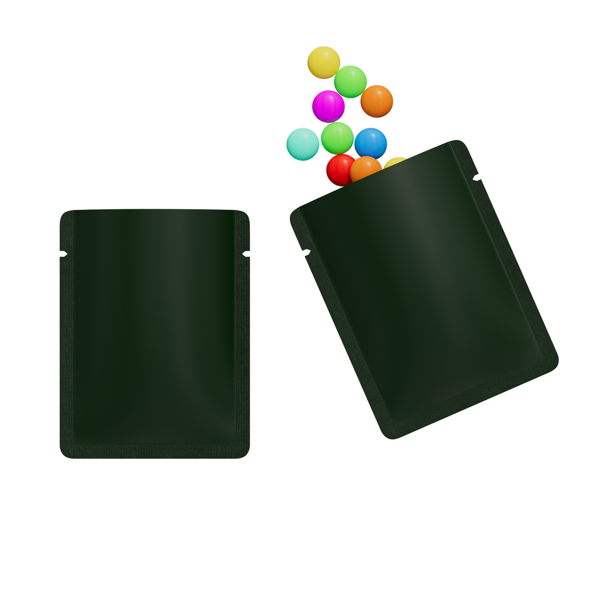 Double-Sided Matte Deep Teal Green Aluminum Open Bottom SlickSeal™ Sample Bags