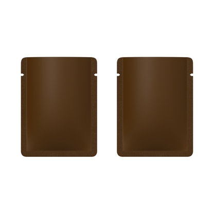 Double-Sided Matte Walnut Brown Aluminum Open Bottom SlickSeal™ Sample Bags
