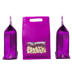 Smooth Matte Acai Purple Side Gusset Stand Strong® Bags with Die Cut Handles