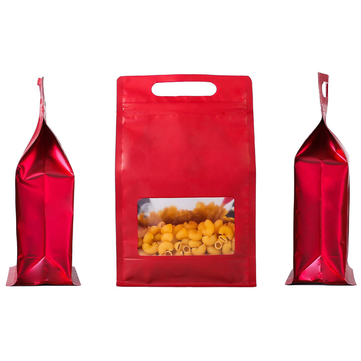QQ Studio® Smooth Matte Brick Red Side Gusset Stand Strong® Bags with Die Cut Handles