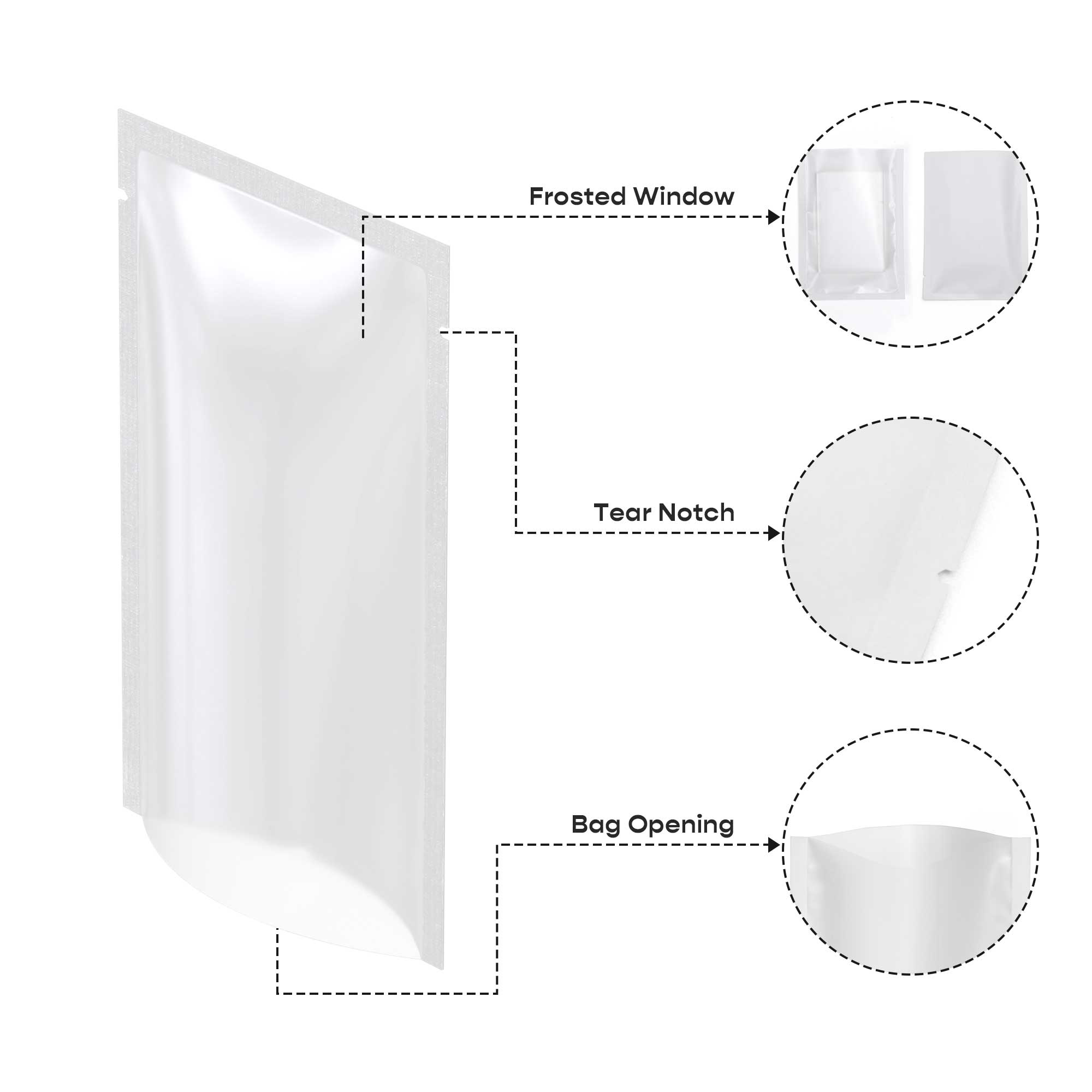 Customizable Matte Plastic Open Top Bags with Frosted Window (Basic Printing)