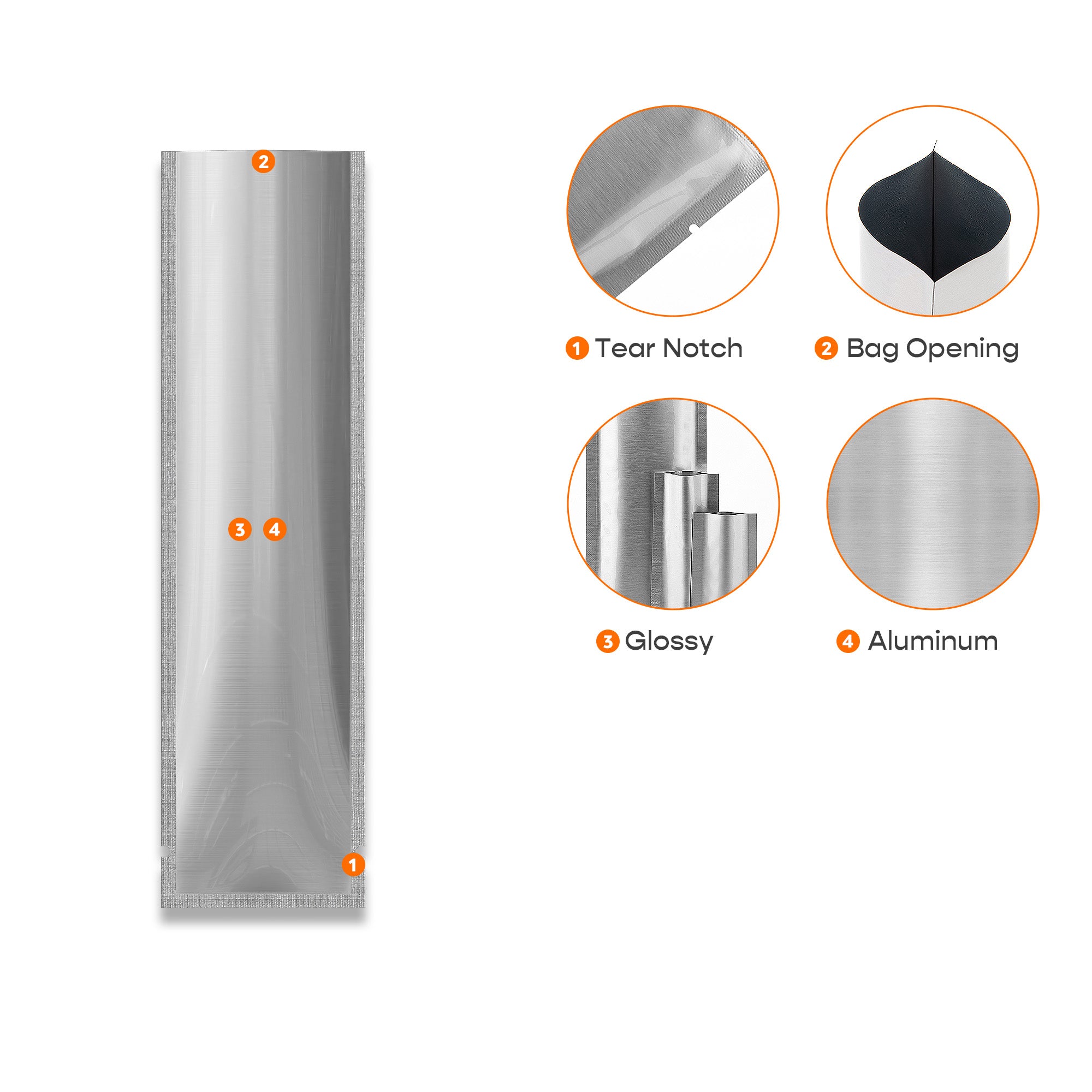 Aluminum SlickSeal™ Stick Pouches with Straight Corners
