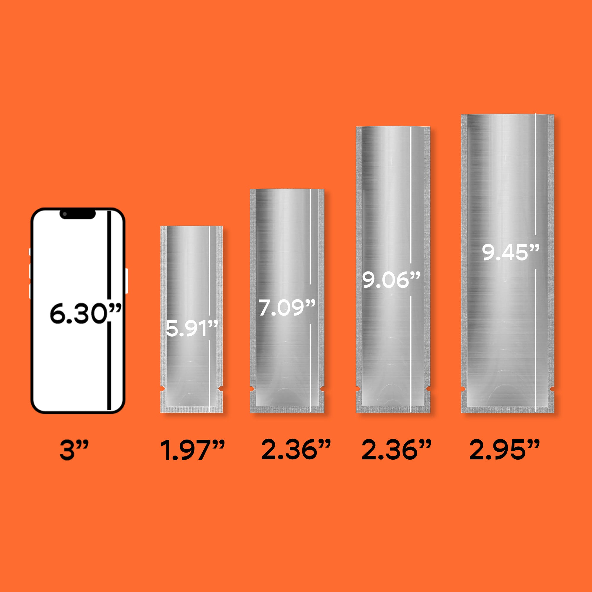 Clear Front and Aluminum SlickSeal™ Stick Pouches with Straight Corners