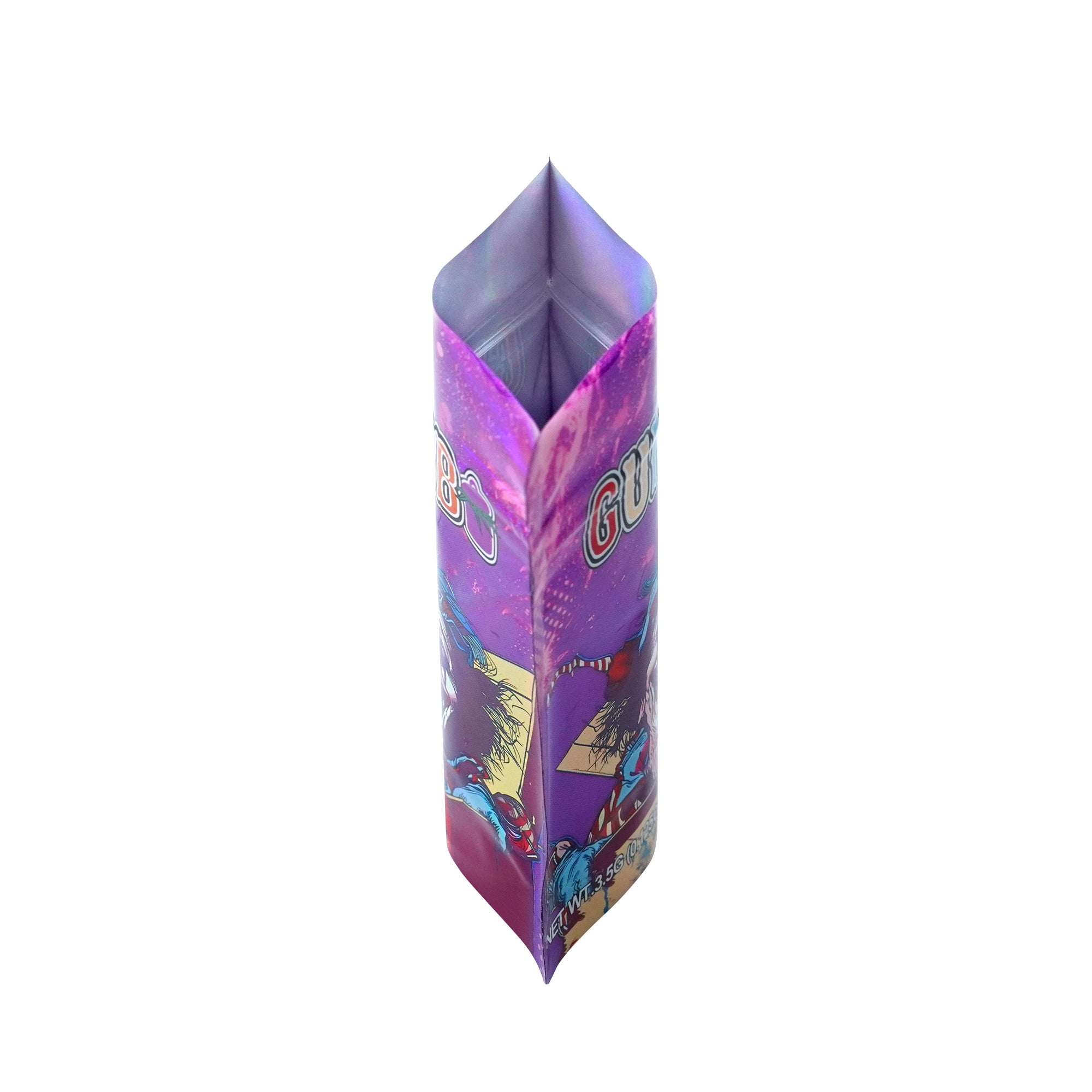 Holographic Clown Smell Proof Metallized Foil Stand Strong® Bags with Matching Box 3.5g