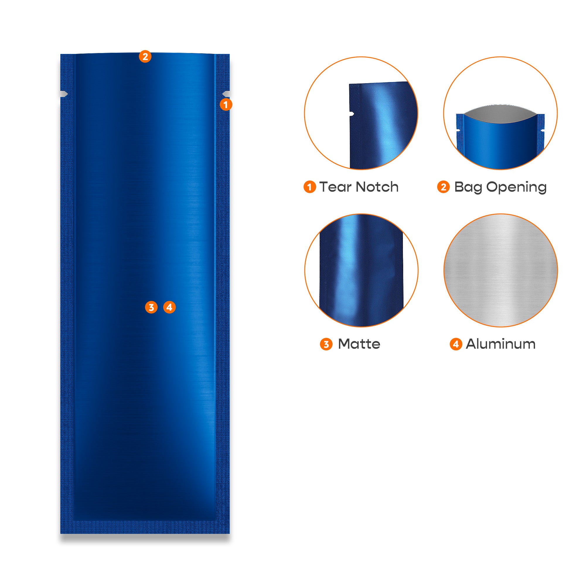 Long Metallic Aluminum SlickSeal™ Stick Pouches