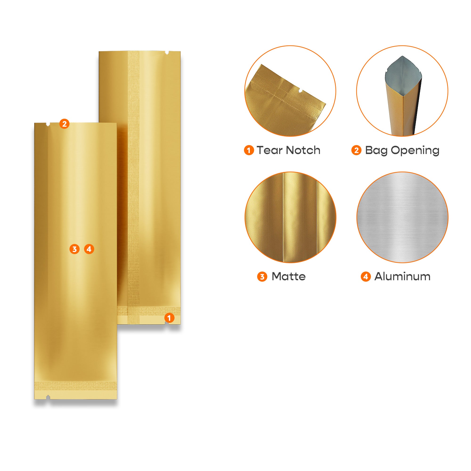 Double-Sided Matte Aluminum Foil SlickSeal™ Stick Bags