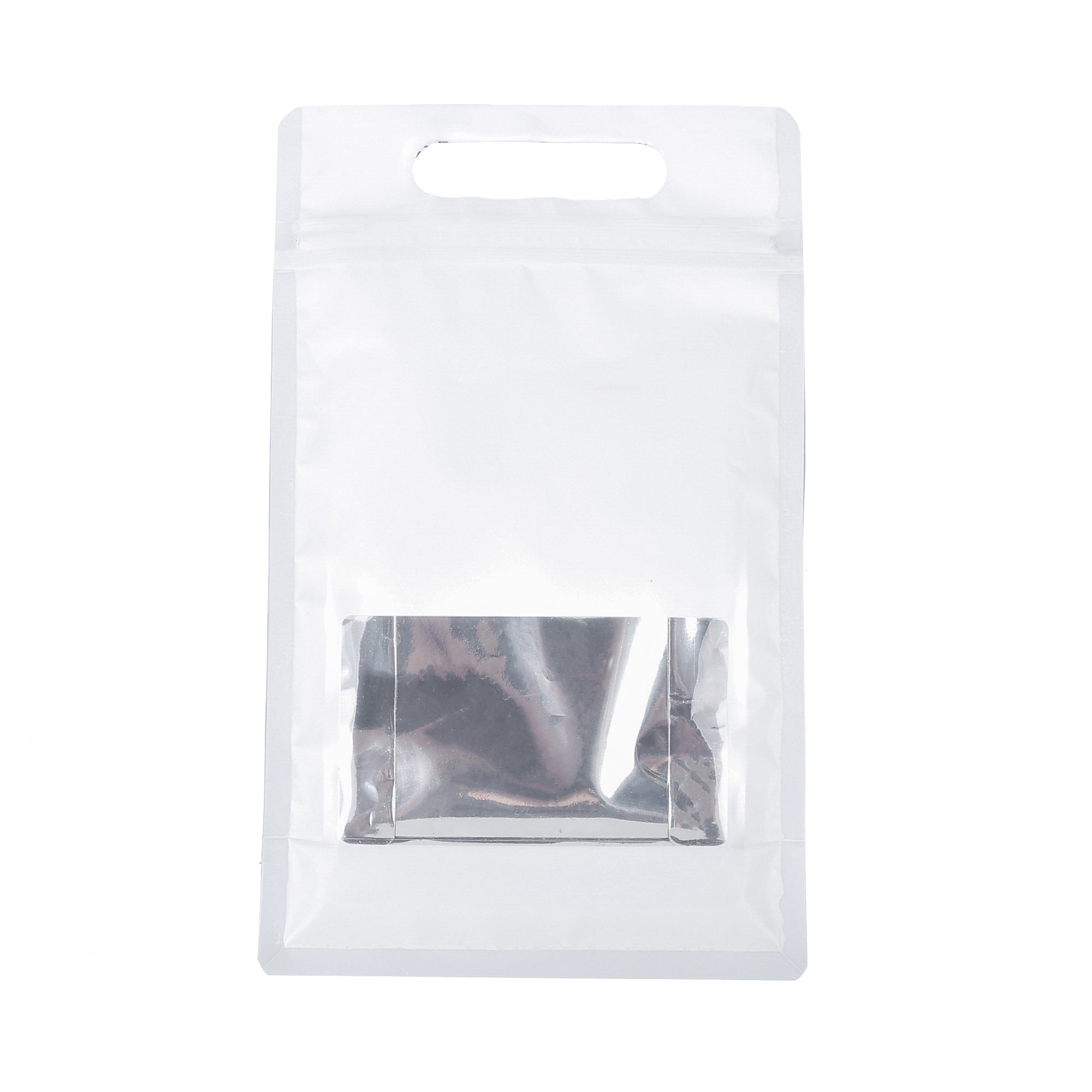 Smooth Matte Winter White Side Gusset Stand Strong® Bags with Die Cut Handles