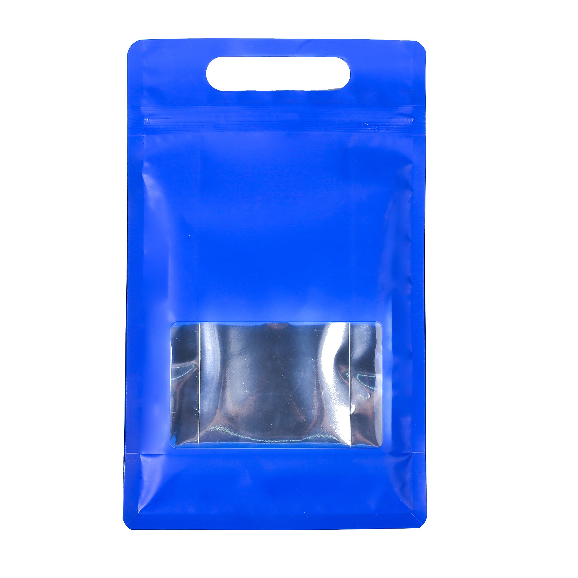 Smooth Matte Cobalt Blue Side Gusset Stand Strong® Bags with Die Cut Handles