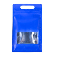 Smooth Matte Cobalt Blue Side Gusset Stand Strong® Bags with Die Cut Handles