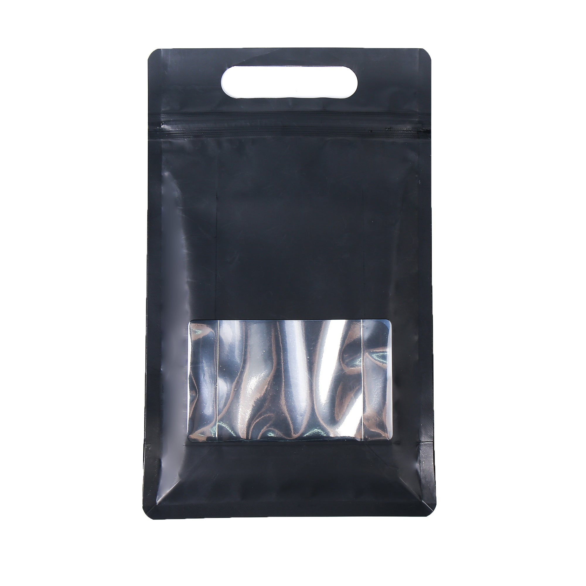 Smooth Matte Waxed Black Side Gusset Stand Strong® Bags with Die Cut Handles