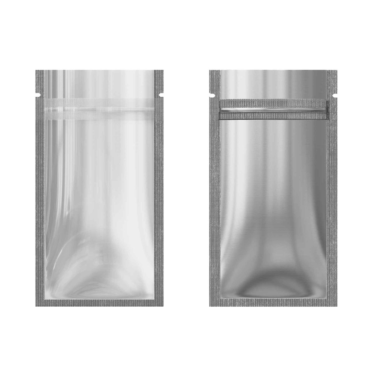 Customizable Single Side Clear Front with Chrome Silver Metallic Foil Flat Zipper Seal Bags (Basic Printing)