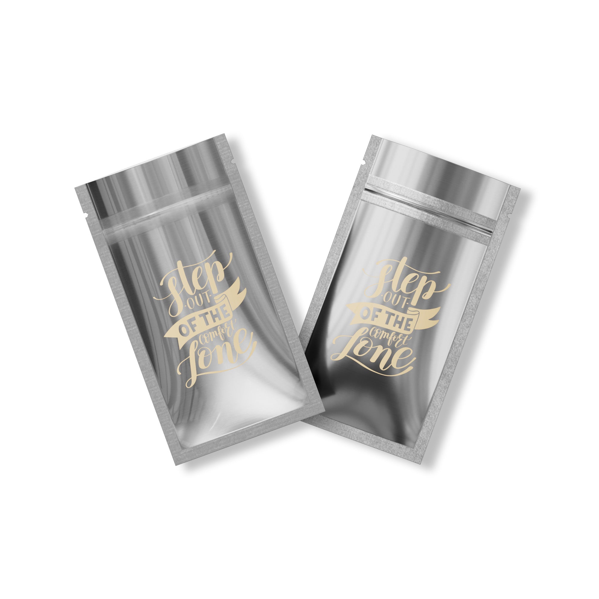 Customizable Single Side Clear Front with Chrome Silver Metallic Foil Flat Zipper Seal Bags (Basic Printing)