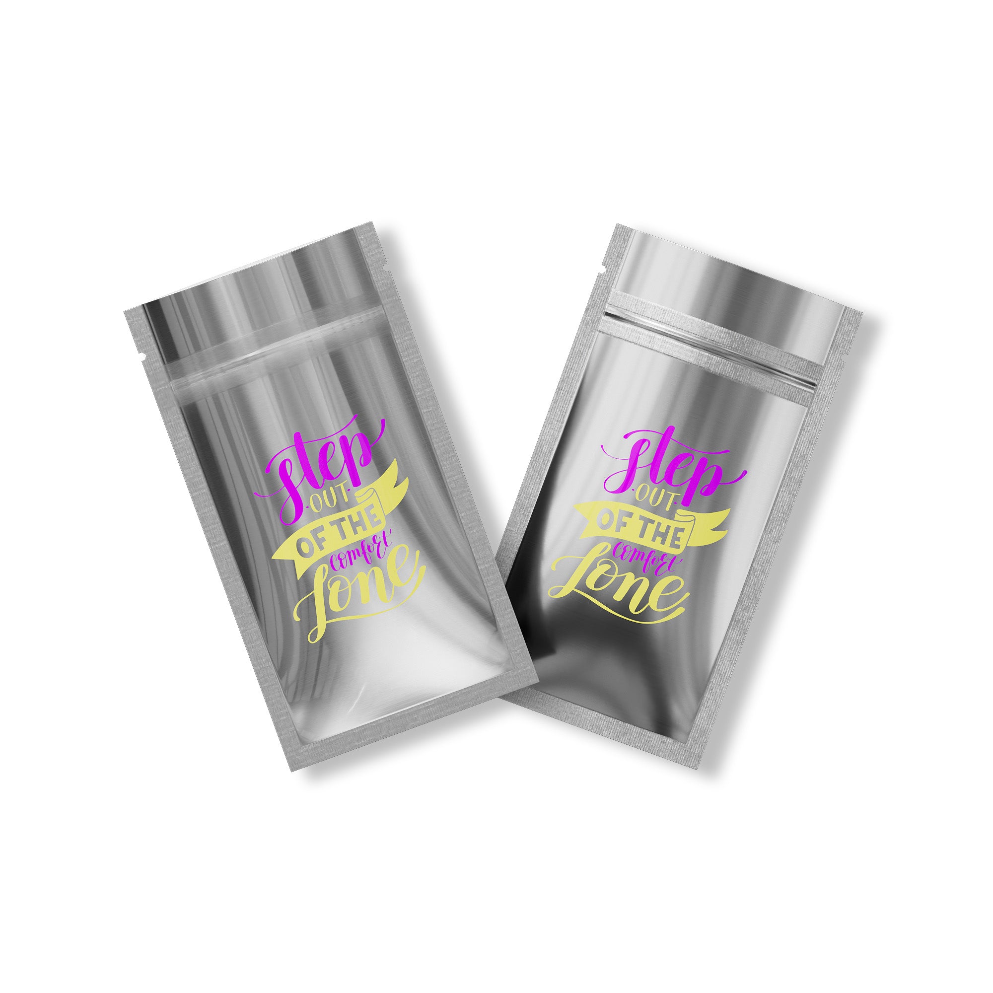 Customizable Single Side Clear Front with Chrome Silver Metallic Foil Flat Zipper Seal Bags (Basic Printing)