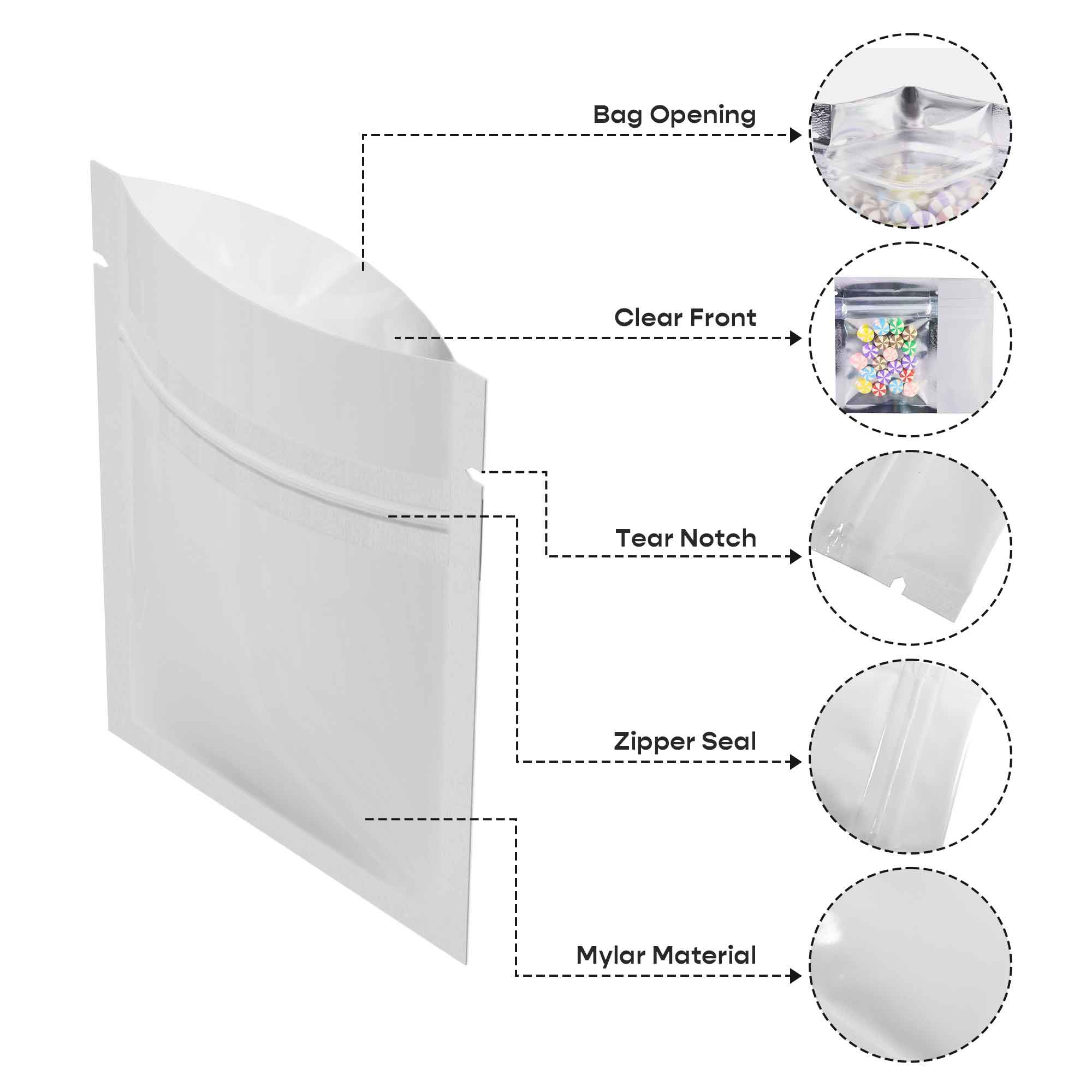 Customizable Single Side Glossy Window Mylar Flat Zipper Seal Bags (Full Customization)