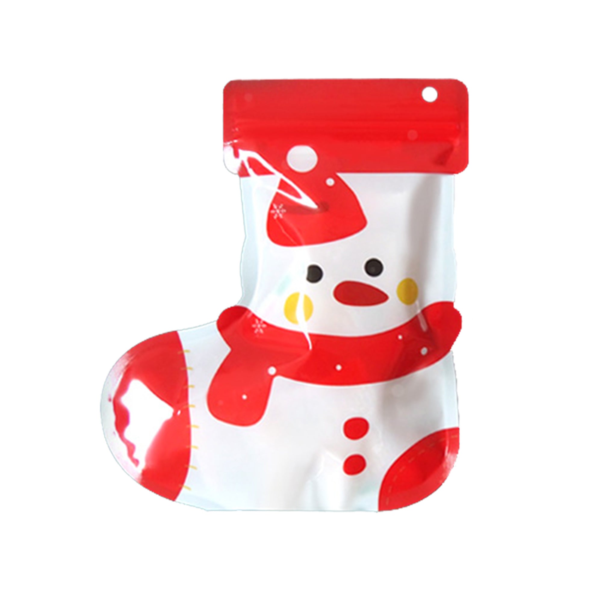 Festive Flat Zipper Seal Bags – Christmas Stocking Plastic Design with Round Hang Hole