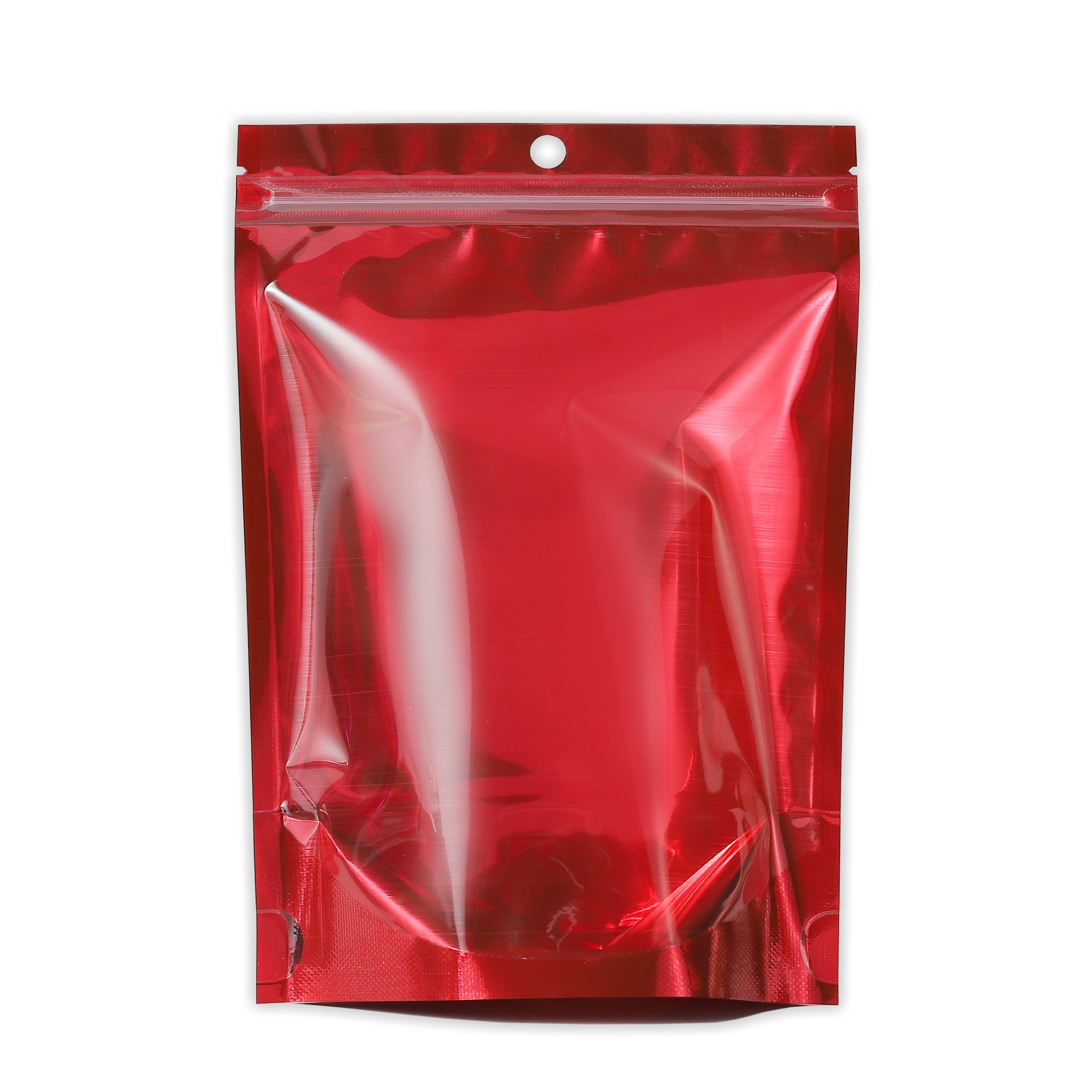 Single Side Glossy Half Heart Red Metallic Mylar Stand Strong® Bags with Round Hang-Hole