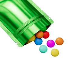 Reusable Flat Zipper Seal Bags – Glossy Forest Green Metallic Mylar with Rounded Corners