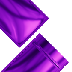 Reusable Flat Zipper Seal Bags – Glossy Grape Purple Metallic Mylar with Rounded Corners